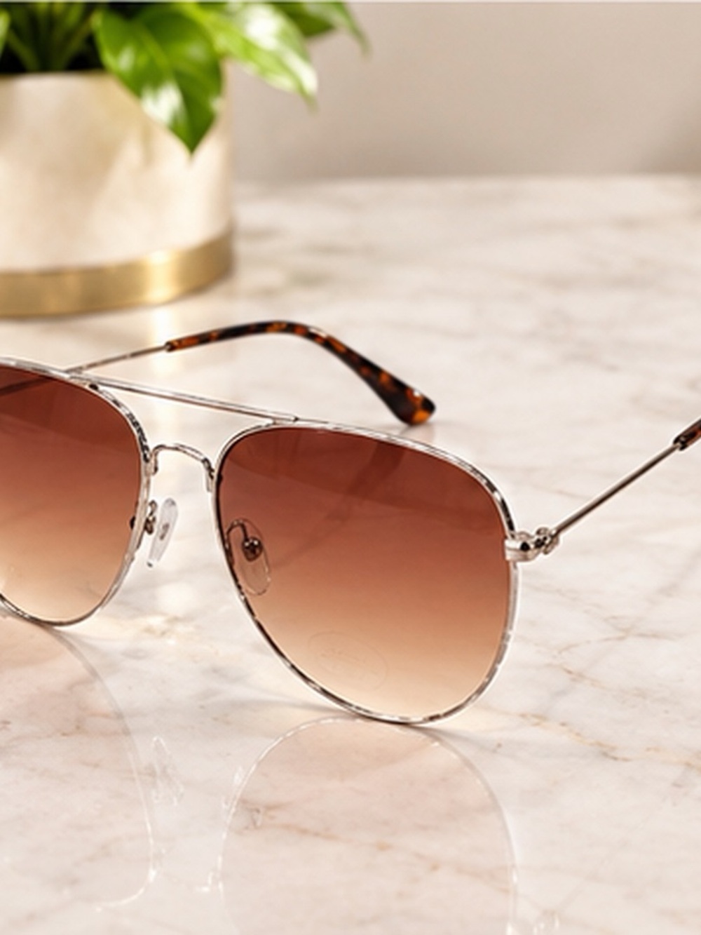 Women's Aviator Sunglasses with Brown Gradient Lenses